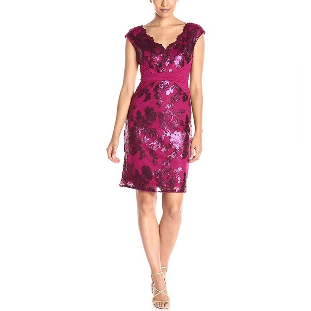 Adriana Papell Pink Sequin Sleeveless Dress